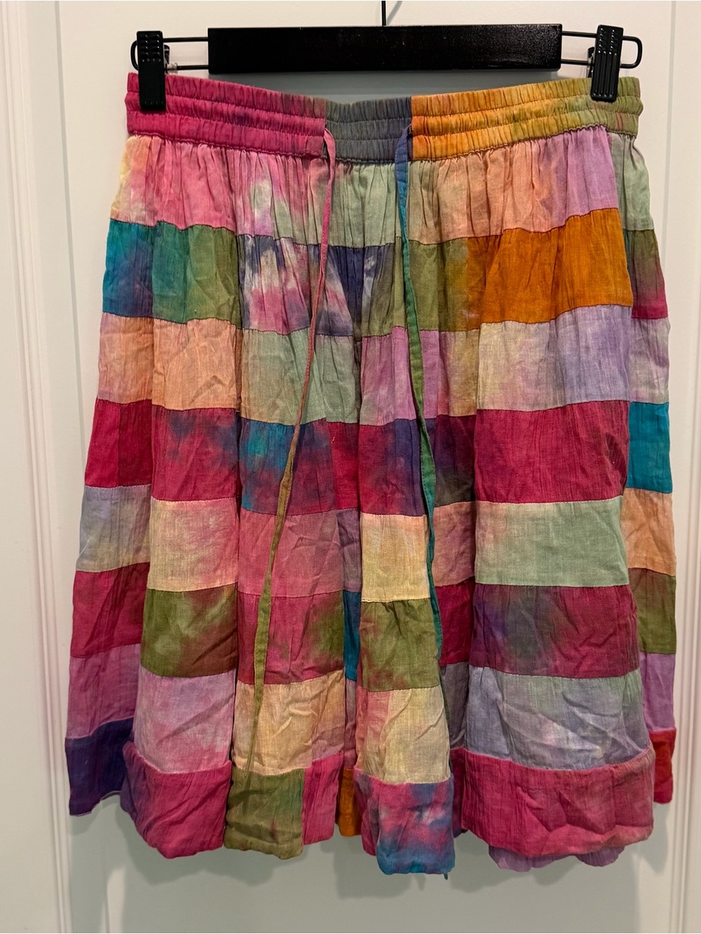 Chadwicks Women's Flowy Skirt Elastic Waist 100% Cotton Multicolored Boho Size S